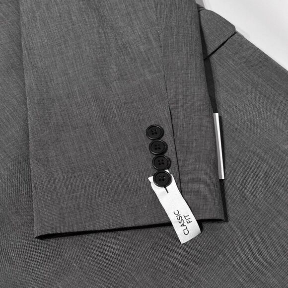 NWT $140 Saddlebred Classic Fit Gray Black 2-Button Blazer Men's Size 48L - Picture 9 of 13